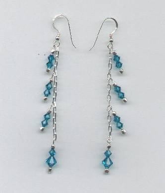 Swarovski Blue Zircon Crystals, Sterling Silver Chain