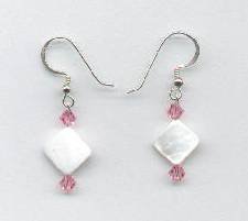 Swarovski Light Rose Crystal and Mother of Pearl Earrings