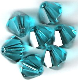Swarovski Crystal 24 Blue Zircon 4mm Bicones 5301
