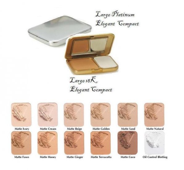 Oil Free Pressed Powder Large Elegant Platinum & 18K Compact