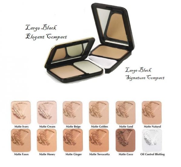 Oil Free Pressed Powder Elegant & Large Black Signature Compacts