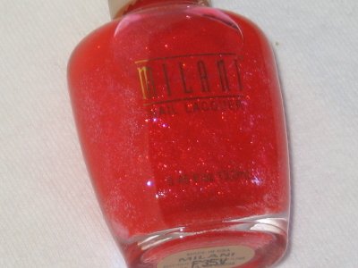 MILANI Nail Polish #21 JUST PEACHY Lightly Sparkled Orangey Peach shade