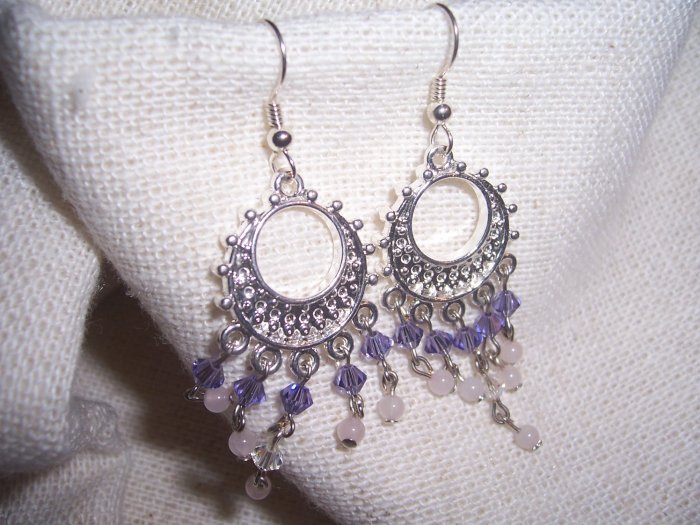 Swarovski Tanzanite Crystal with Rose Quartz Chandelier