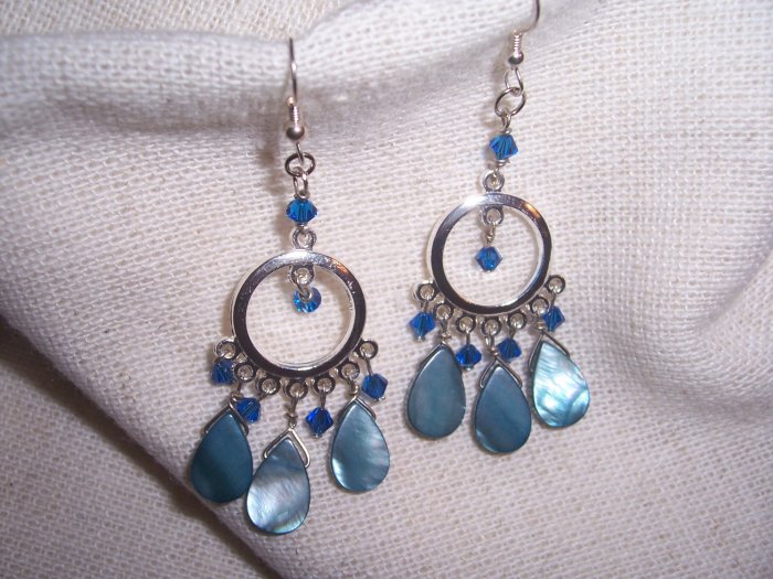 Blue Paua Shell with Swarovski Capri Crystal Chandelier
