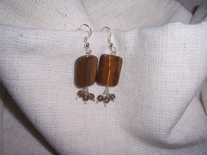 Tiger's Eye and Smoky Quarz Earrings