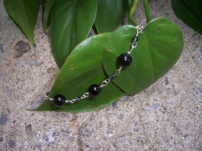 Blackstone and Swarovski Crystal Sterling Silver bracelet by A Touch of Earth