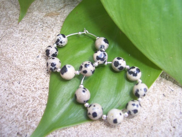 Dalmation Jasper Sterling Silver Hoop earrings by A Touch of Earth