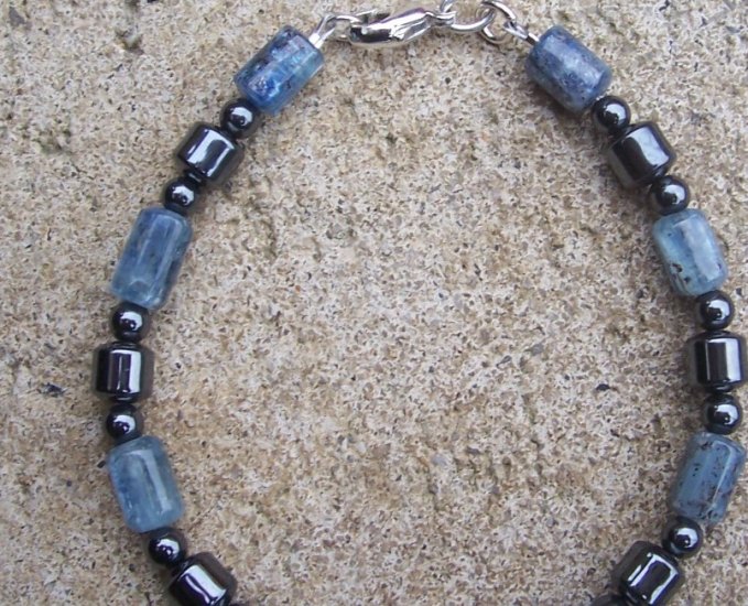 Healing Kyanite Hematite Sterling Silver bracelet by A Touch of Earth