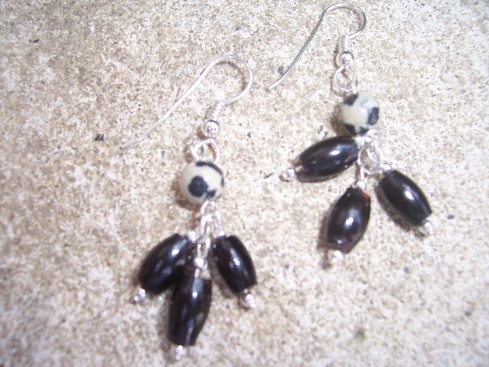 Dalmation Jasper and Coral Sterling Silver earrings by A Touch of Earth