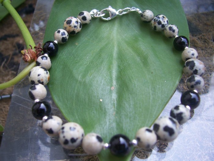Dalmation Jasper Blackstone Sterling Silver bracelet by A Touch of Earth