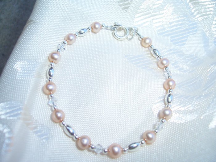 Princess Pearls Swarovski Crystal Sterling Silver bracelet by A Touch of Earth