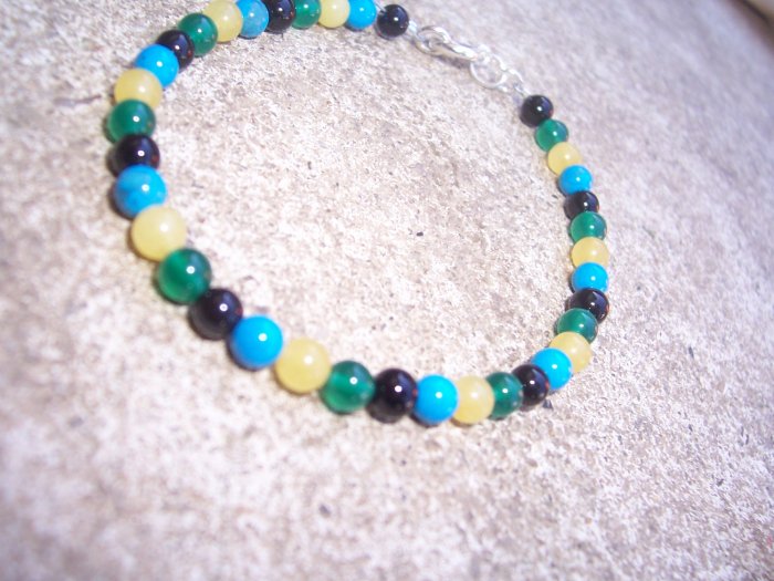 Howlite Jade Blackstone Sterling Silver Childrens bracelet by A Touch of Earth