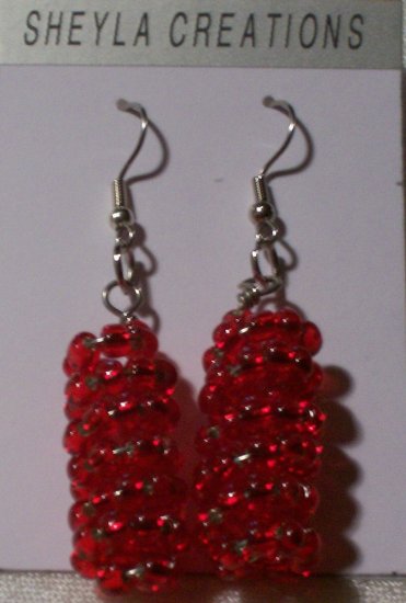 Red Spiral Earrings