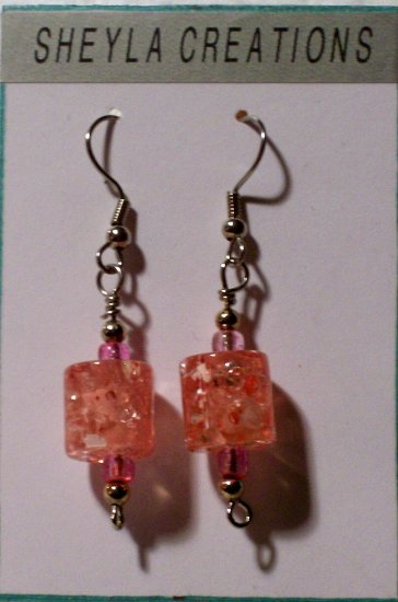 Pink Glass bead earrings
