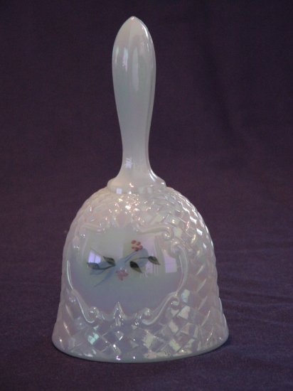 1990's FENTON hand painted Hearts and Flowers BELL
