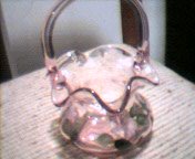 Fenton PETAL PINK Handpainted Basket from early 1990s
