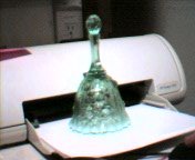 Early 1990's Fenton Sea Mist Green Opal. Bell...mint