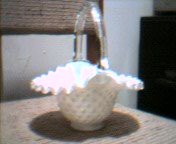 Fenton Silver Crest hobnail Basket, Early 1990's Mint