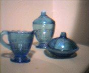 Hard to find FENTON 1990's 3 Piece MINI TABLE SET, blue