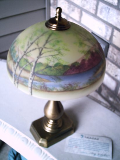Fenton Handel Style Lamp 02780CX Trees, Reverse Painted