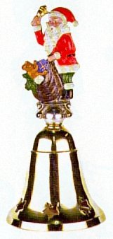 German Christmas Brass Bell with Pewter Santa Handle