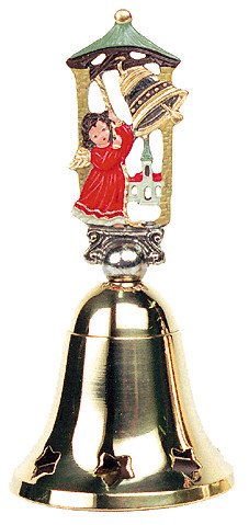 German Christmas Brass Bell with Pewter Angel Handle