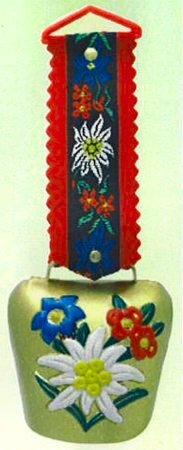 Medium Edelweiss Cow Bell with Red Strap