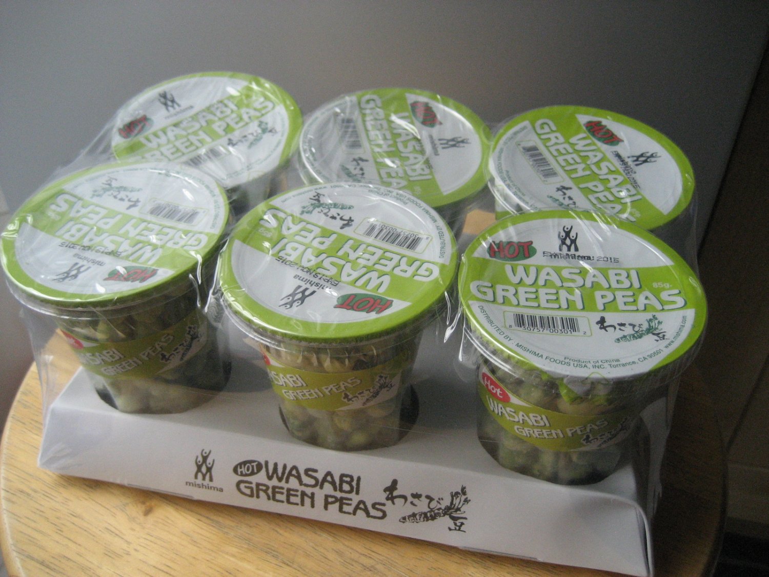 Japanese Snacks: Wasabi Peas by Mishima - 6 x 85g (Cups)