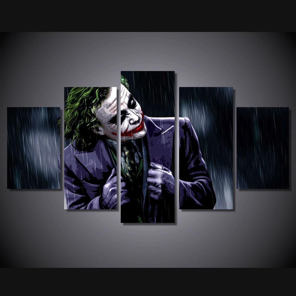 The Joker Batman Movie DC Comics 5pc Wall Decor Framed Oil Painting #14 Superhero Villain