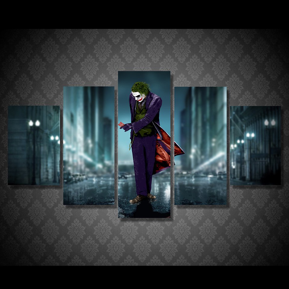 The Joker Batman DC Comics 5pc Wall Decor Framed Oil Painting #15 Superhero Villain