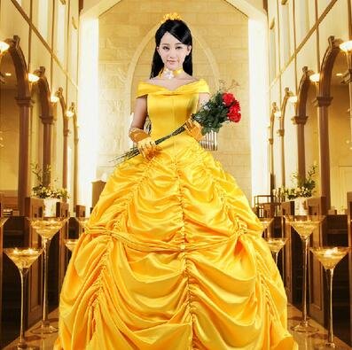Adult Cosplay Beauty and the Beast Princess Belle Costume Dress