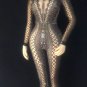 Custom Gray Spandex Design Jumpsuit Rhinestones Stage Performer Costume Singer Drag