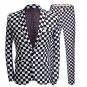 Black and White Checkered Slim fit Suit Blazer Jacket suit Men Red Carpet Fashion Attire