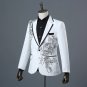White and Silver Elegance Single Breasted Suit Jacket Men Red Carpet Fashion  Blazer