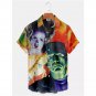 Frankenstein and Bride movie horror Vintage Shirt For Men Casual wear 3d Printed