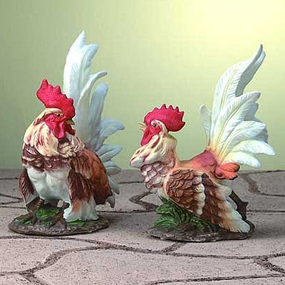 PORCELAIN ROOSTER SET