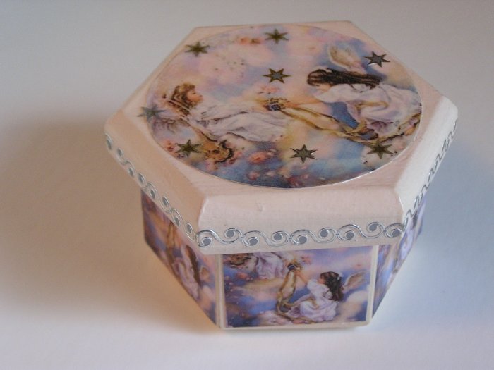 Angel Themed Pink Hand Painted Jewelry Box
