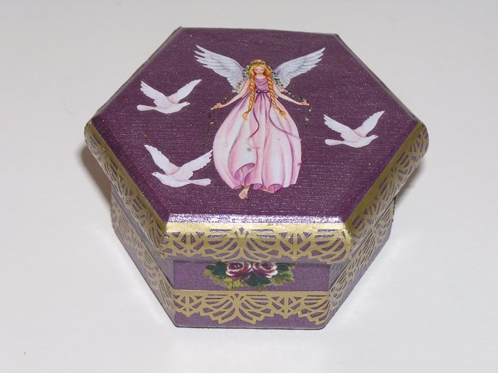 Purple Hand painted Angel themed Jewelry Box
