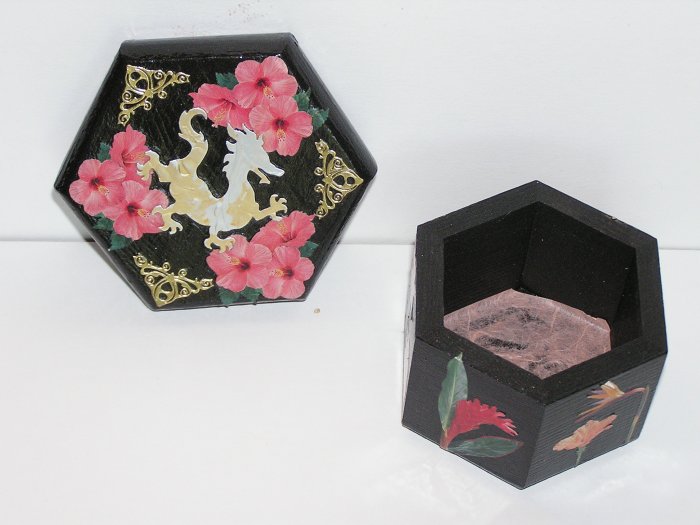 Asian Themed Black hand painted Jewelry Box