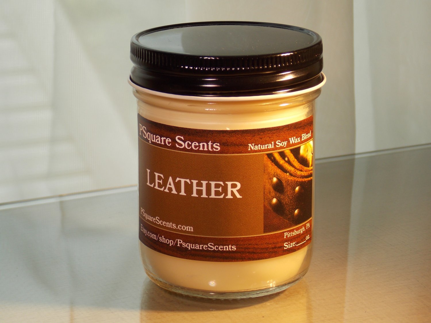 MANLY MEN SCENTS - 8oz. Jar Soy Candle, Dirt, Leather, Jean Paul Gaultier, Fire Side, Bay Rum