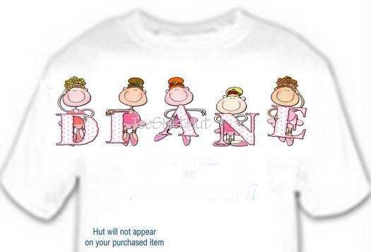 T-shirt, Your Name in BALLERINA, dancer, ballet, (Adult 4xLg - 5xLg)