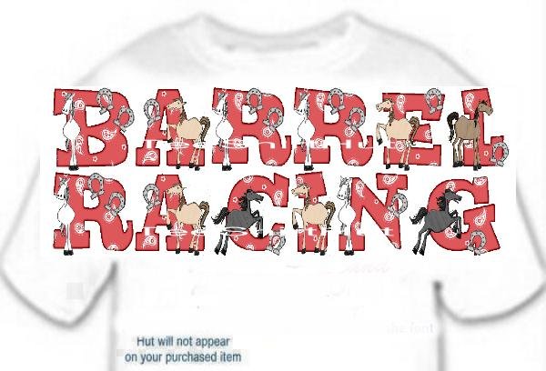 T-Shirt, Your Name in BARREL RACING, horses, (youth & Adult Sm - xLg)