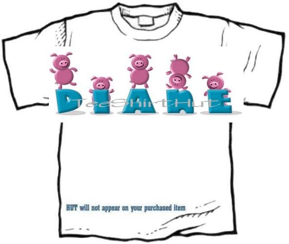 T-shirt, Your Name in CHUNKY PINK PIGS - (Adult 3xLg)