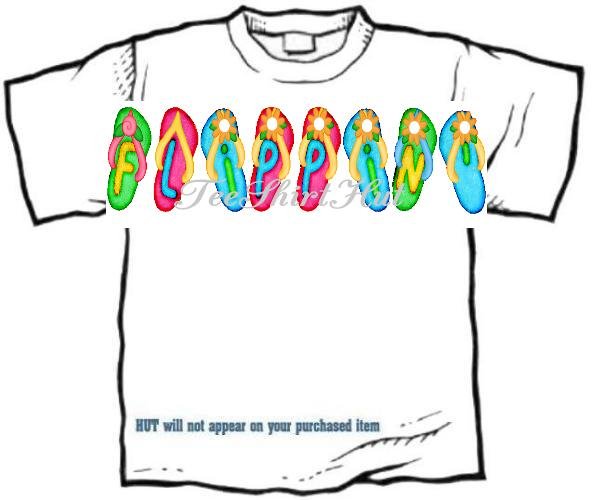 T-Shirt, Your Name in FLIP FLOPS beach wear - (youth & Adult Sm - xLg)