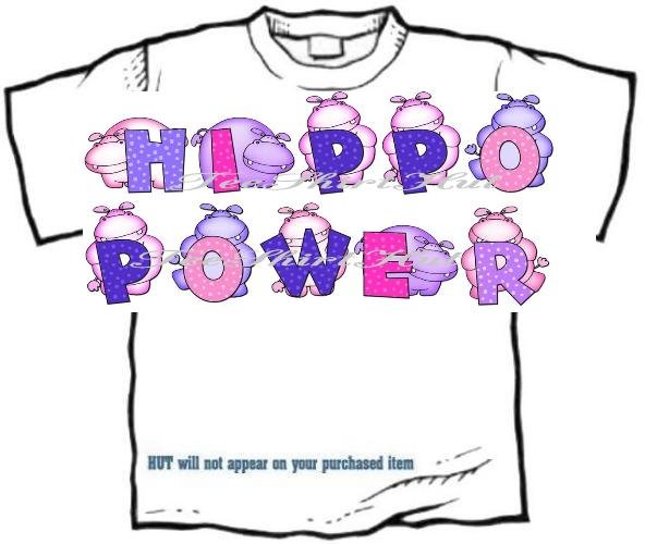 T-shirt Your Name in PURPLE HIPPOS, Hippo Power - ( youth & Adult Sm - xLg)