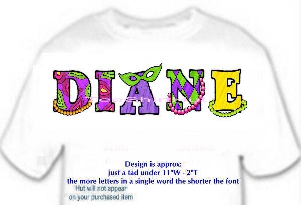T-shirt, Your in Name MARDI GRAS wild colors - (youth & Adult Sm - xLg)