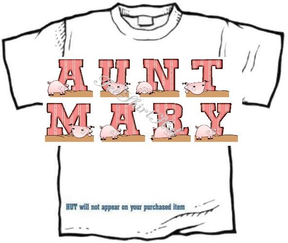 T-shirt Your Name in PIG PEN, pink, oink - (youth & Adult Sm - xLg)