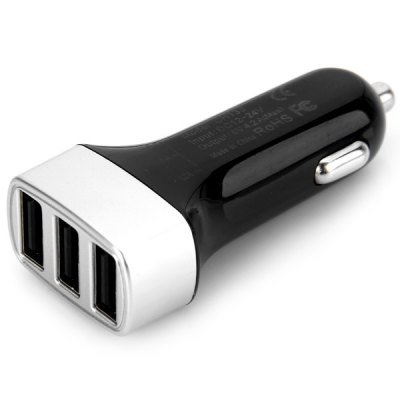 Black CH133 3 Ports USB Mini Car Power Charger for Smartphone Tablet PC PSP MP4(112094503)