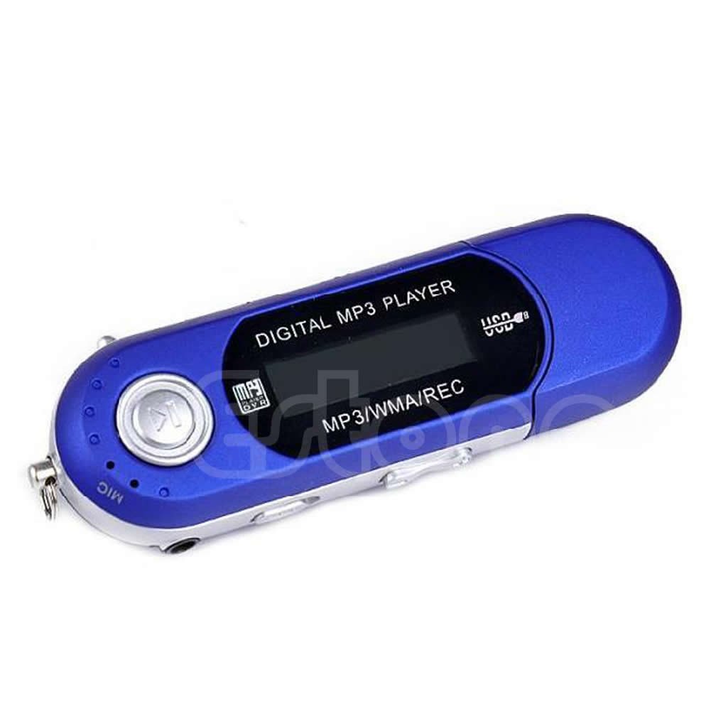 Blue Color USB Flash MP3 Player With FM Radio Earphone USB 32G TF card Slot supported