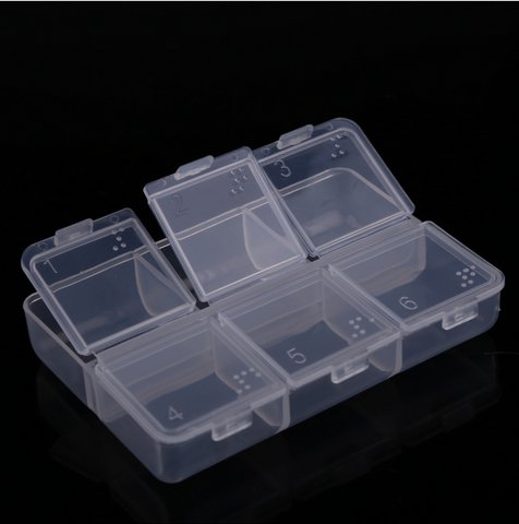 New Empty Pill Medicine Drug Storage Case Box 6 Cells(BICP004708)
